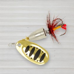 Блешня обертова ZEOX Furor № 4, 11г, колір 009 Gold-Black Dot